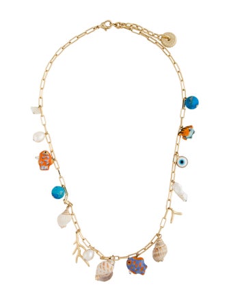 Mignonne Gavigan Multi-Pearl, Stone, Shell & Enameled Bead Andros Charm Necklace