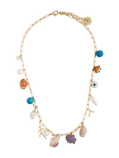 Mignonne Gavigan Multi-Pearl, Stone, Shell & Enameled Bead Andros Charm Necklace