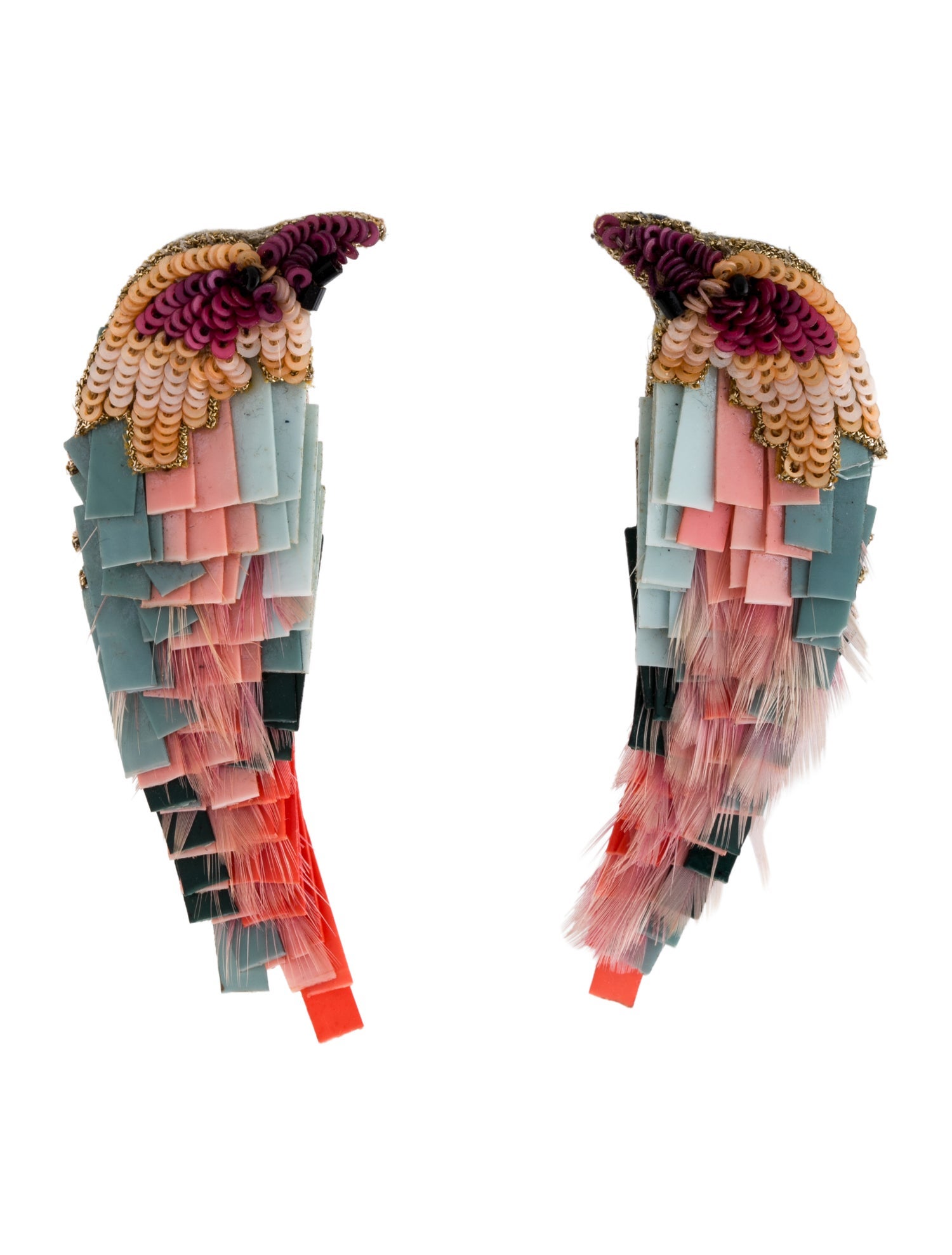 Mignonne Gavigan Bead, Sequins & Leather Bird Drop Earrings