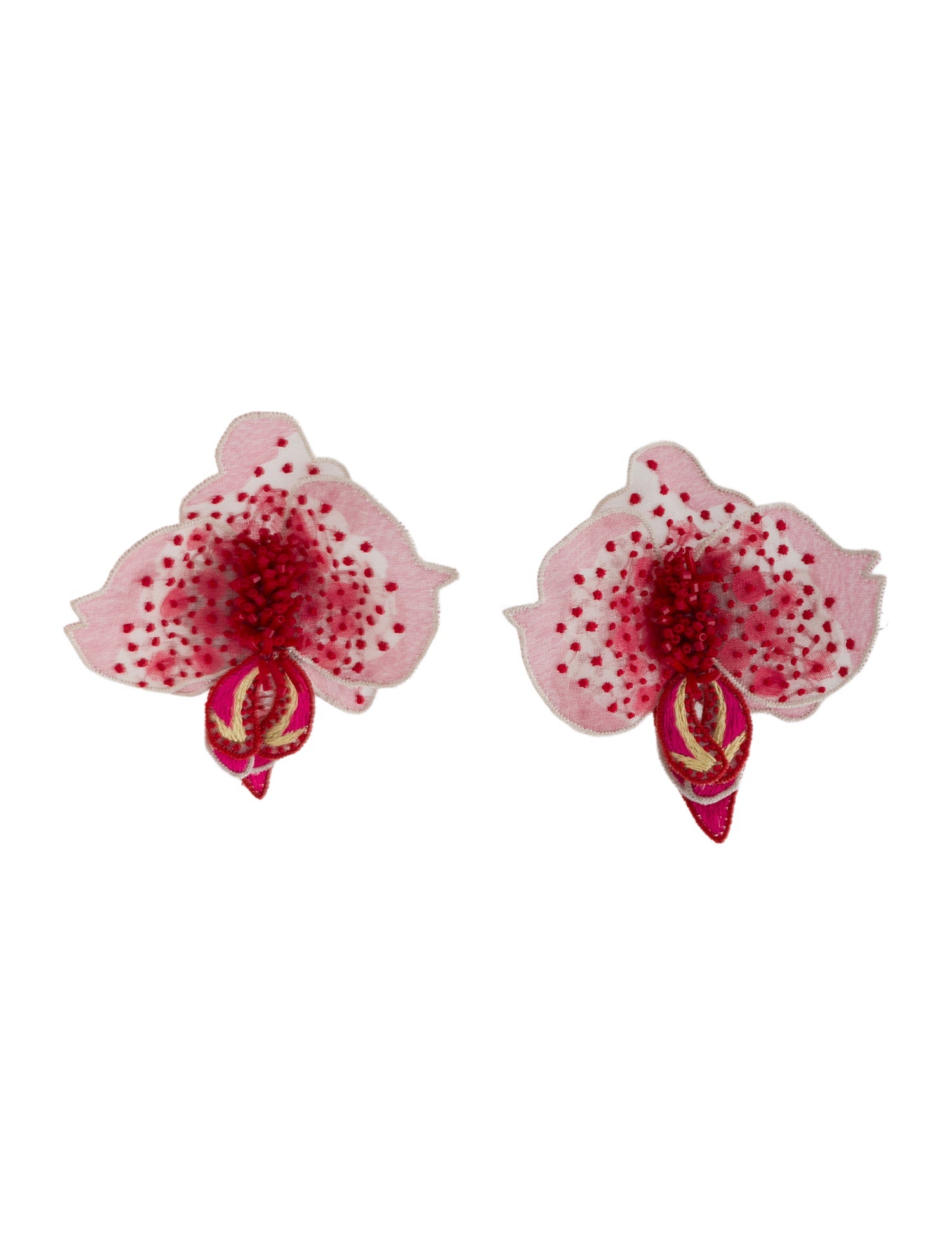 Mignonne Gavigan Fabric & Bead Orchid Earrings
