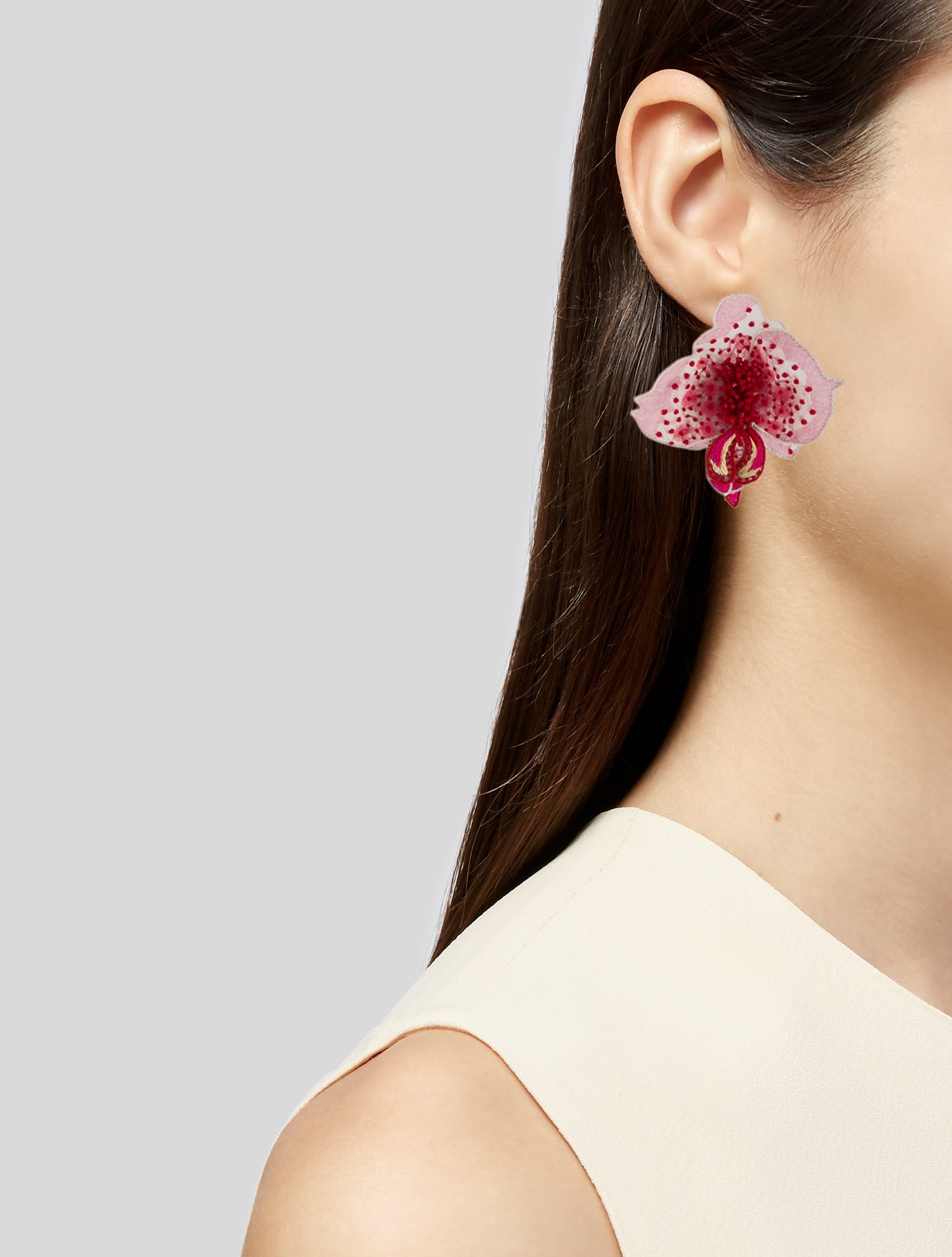 Mignonne Gavigan Fabric & Bead Orchid Earrings