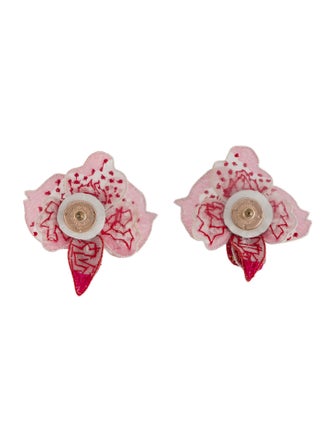 Mignonne Gavigan Fabric & Bead Orchid Earrings