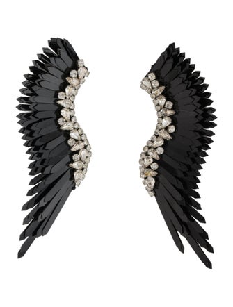 Mignonne Gavigan Crystal,Leather & Sequins Mega Madeline Winged Drop Earrings