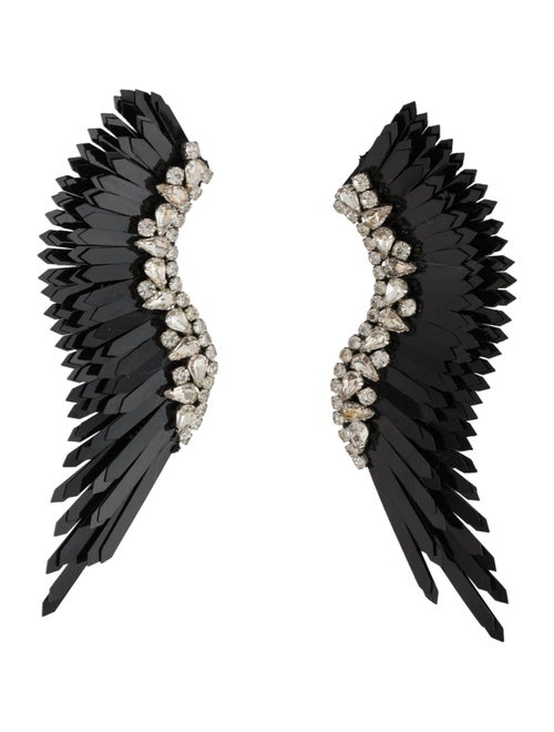 Mignonne Gavigan Crystal,Leather & Sequins Mega Madeline Winged Drop Earrings