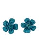 Mignonne Gavigan Leather Fabric & Bead Flower Stud Earrings