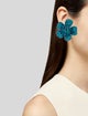 Mignonne Gavigan Leather Fabric & Bead Flower Stud Earrings