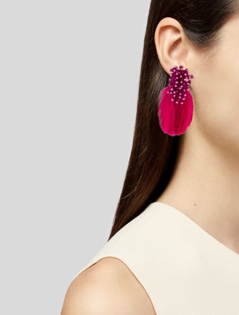 Mignonne Gavigan Leather, Feather & Bead Delaney Drop Earrings