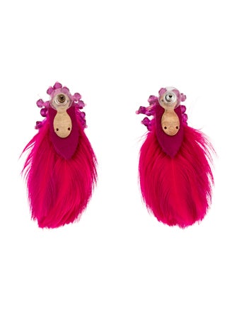 Mignonne Gavigan Leather, Feather & Bead Delaney Drop Earrings
