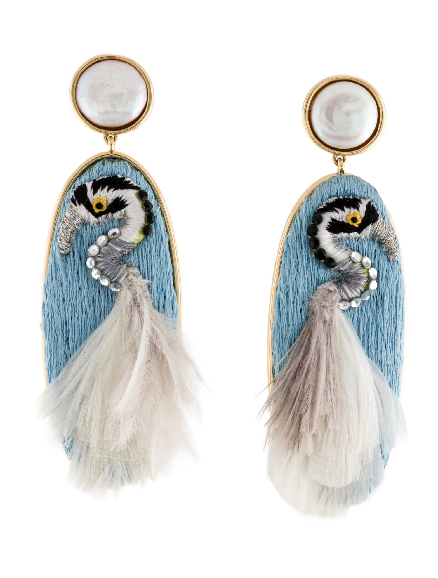 Mignonne Gavigan Crystal & Pearl Harper Heron Drop Earrings