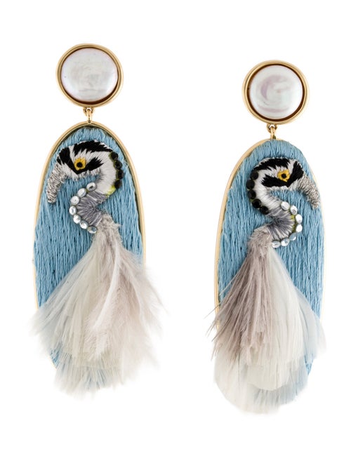 Mignonne Gavigan Crystal & Pearl Harper Heron Drop Earrings