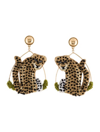 Mignonne Gavigan Bead & Thread Leopard Swing Drop Earrings