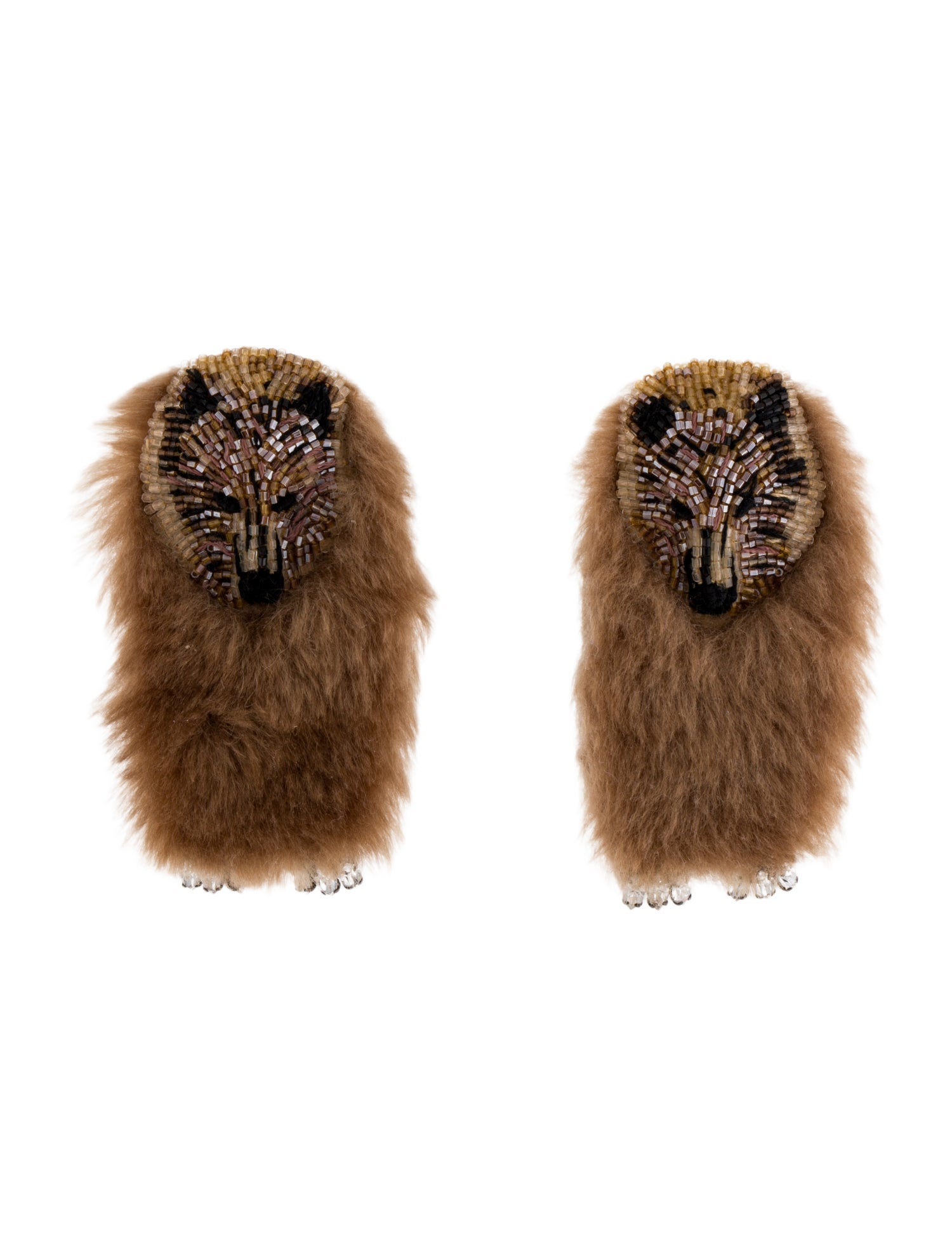 Mignonne Gavigan Embellished Faux Fur Bear Earrings