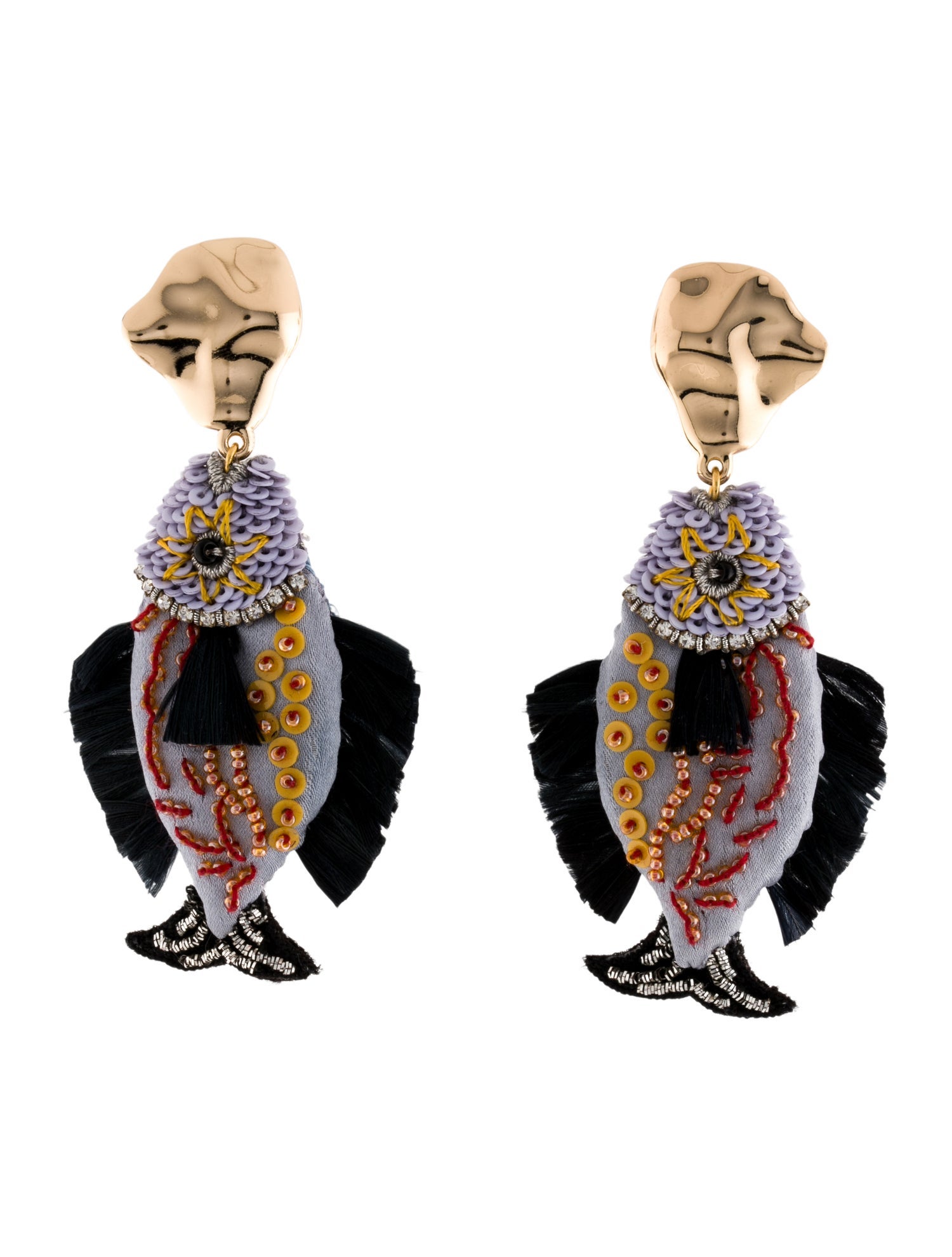 Mignonne Gavigan Crystal, Bead & Sequins Dangling Fish Earrings