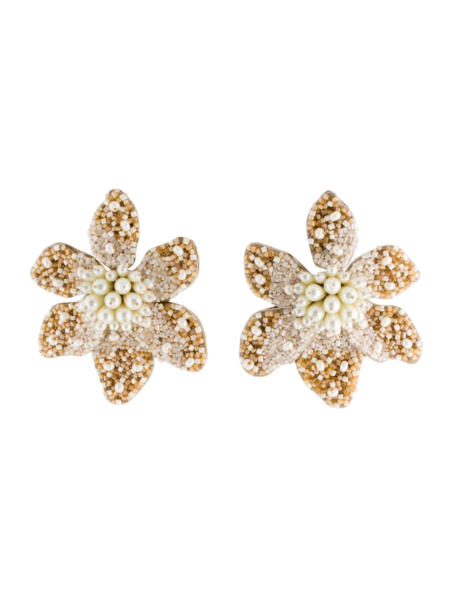 Mignonne Gavigan Faux Pearl Beaded Camellia Drop Earrings