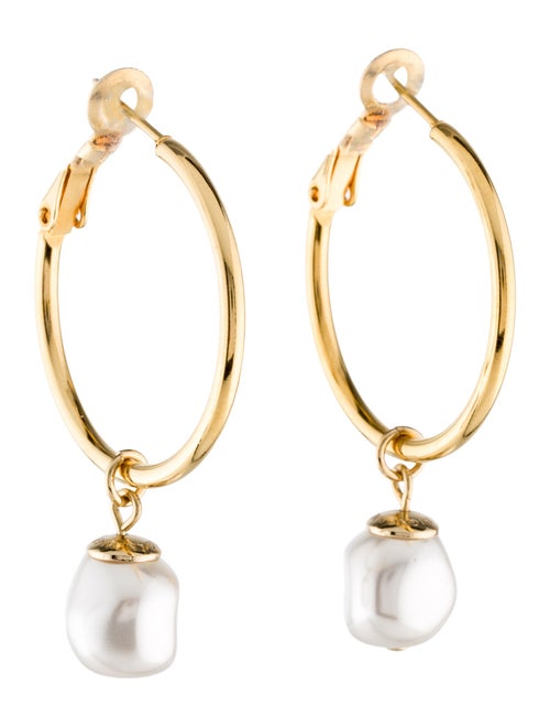 Mignonne Gavigan Faux Pearl Hoop Earrings
