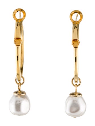 Mignonne Gavigan Faux Pearl Hoop Earrings