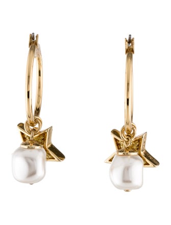 Mignonne Gavigan Faux Pearl Star Hoop Earrings