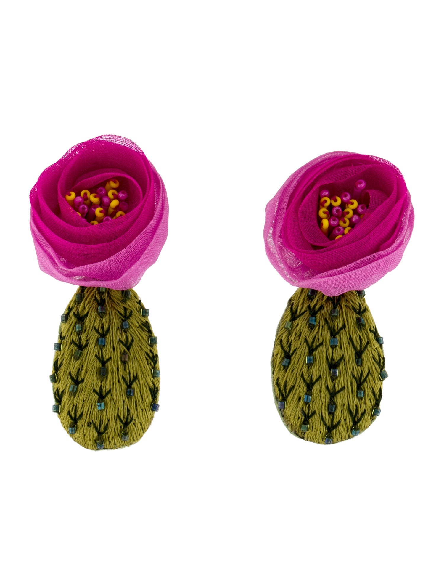 Mignonne Gavigan Beaded Cactus Flower Drop Earrings