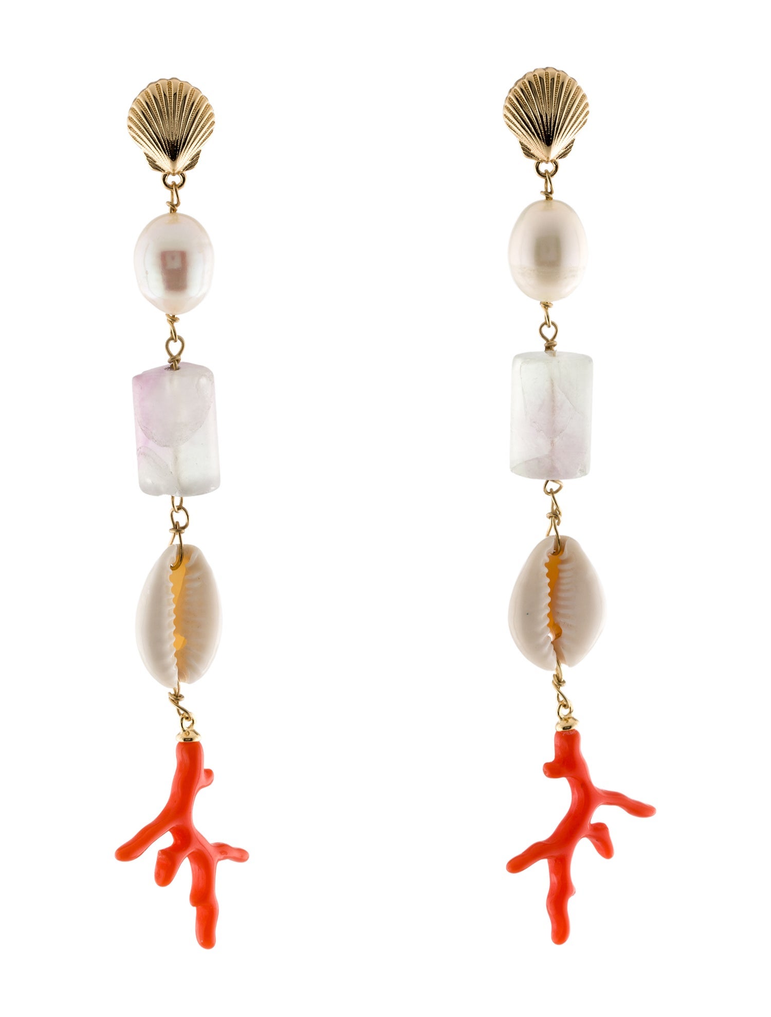 Mignonne Gavigan Pearl, Shell & Coral Coraline Drop Earrings