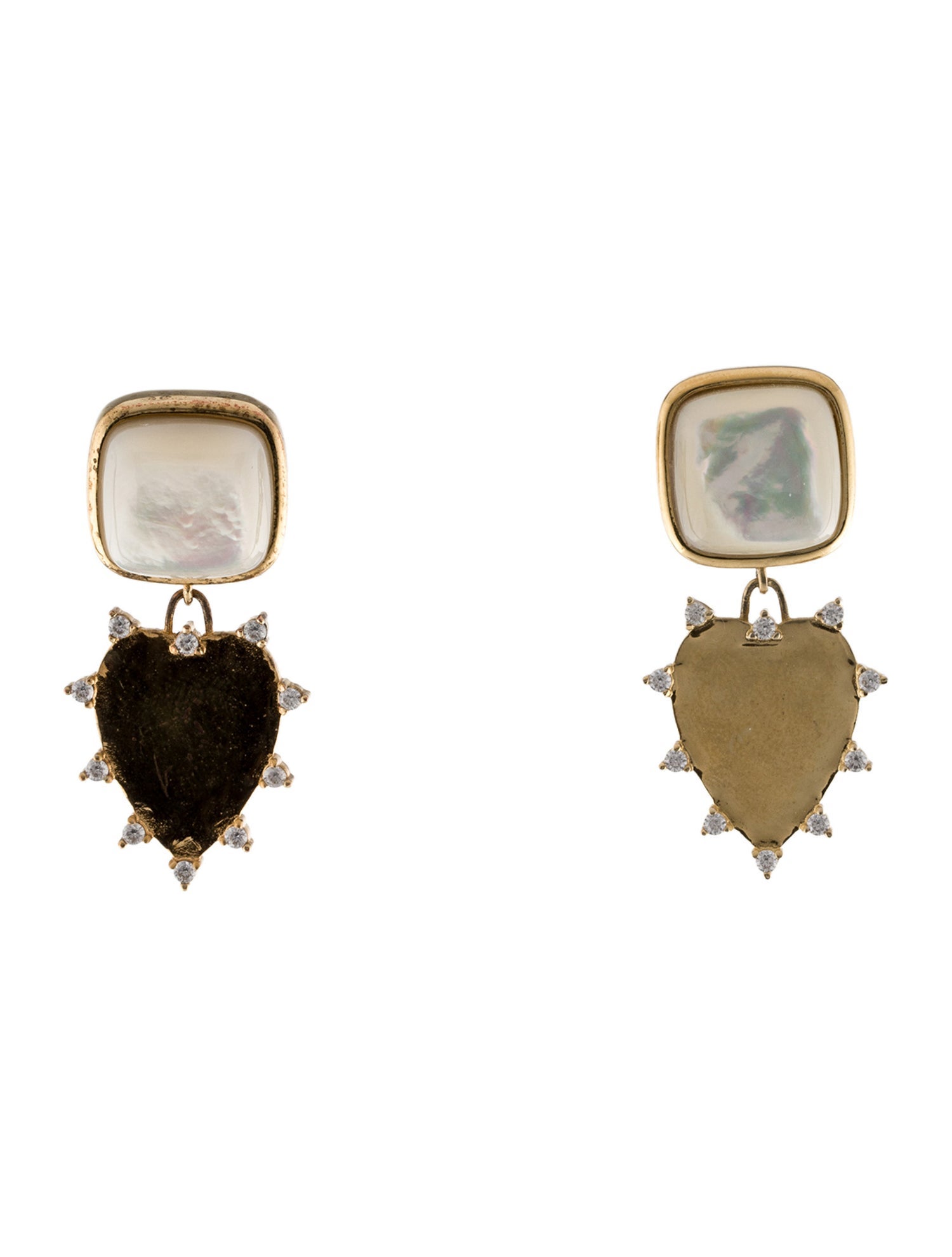 Mignonne Gavigan Mother Of Pearl & Crystal Heart Drop Earrings