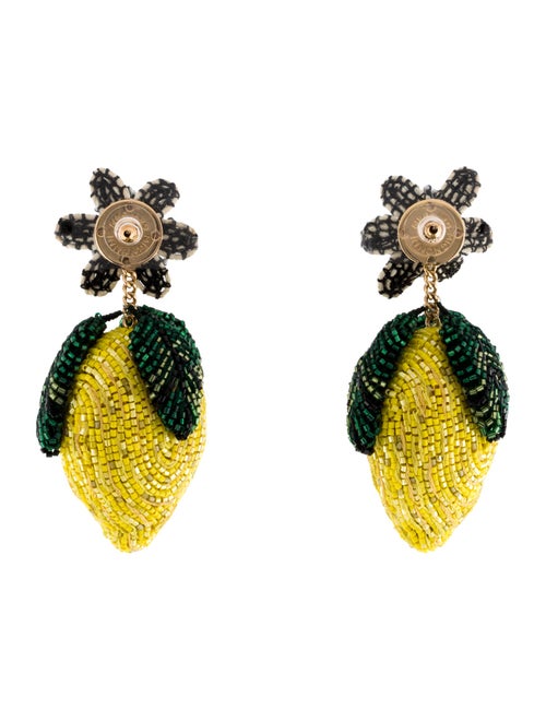 Mignonne Gavigan Lemon Lux Beaded Raffia Drop Earrings