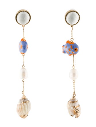 Mignonne Gavigan Pearl, Ceramic & Shell Amani Linear Drop Earrings