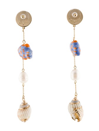 Mignonne Gavigan Pearl, Ceramic & Shell Amani Linear Drop Earrings