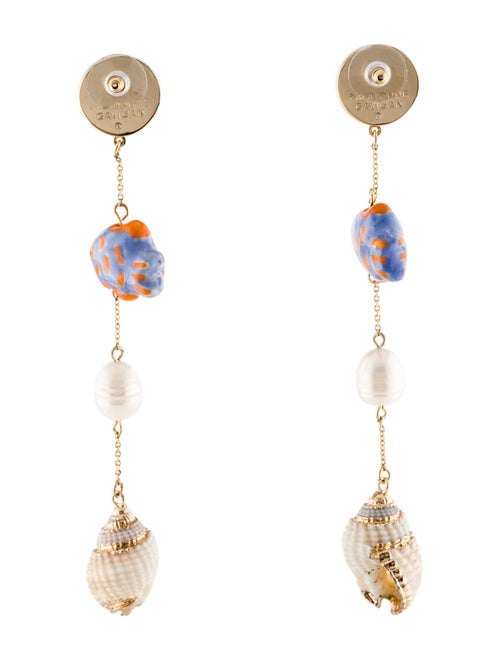 Mignonne Gavigan Pearl, Ceramic & Shell Amani Linear Drop Earrings