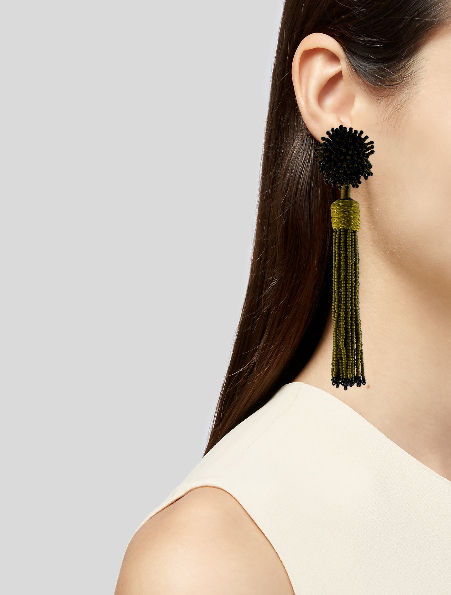 Mignonne Gavigan Beaded Lana Army Tassel Earrings