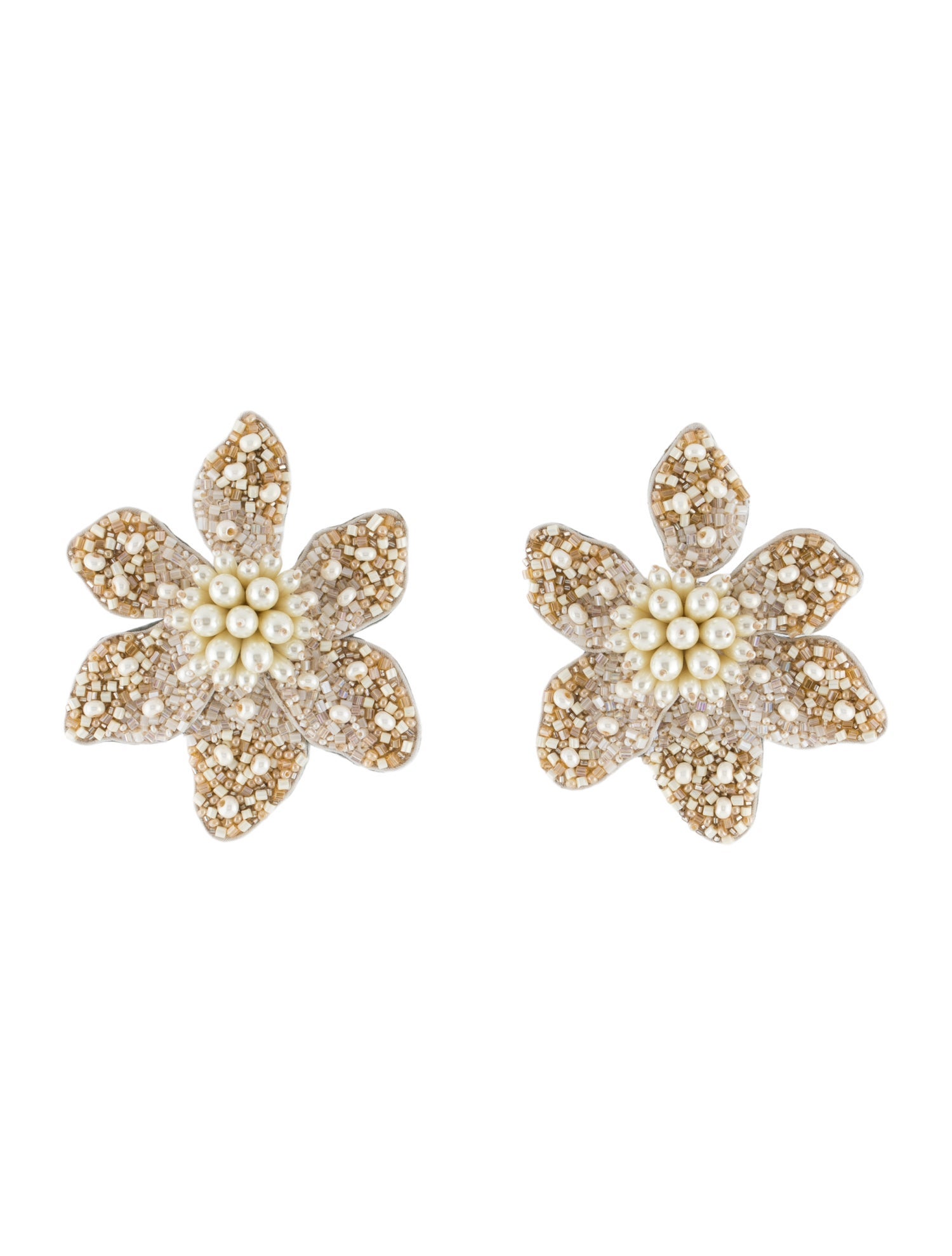Mignonne Gavigan Faux Pearl & Bead Floral Stud Drop Earrings