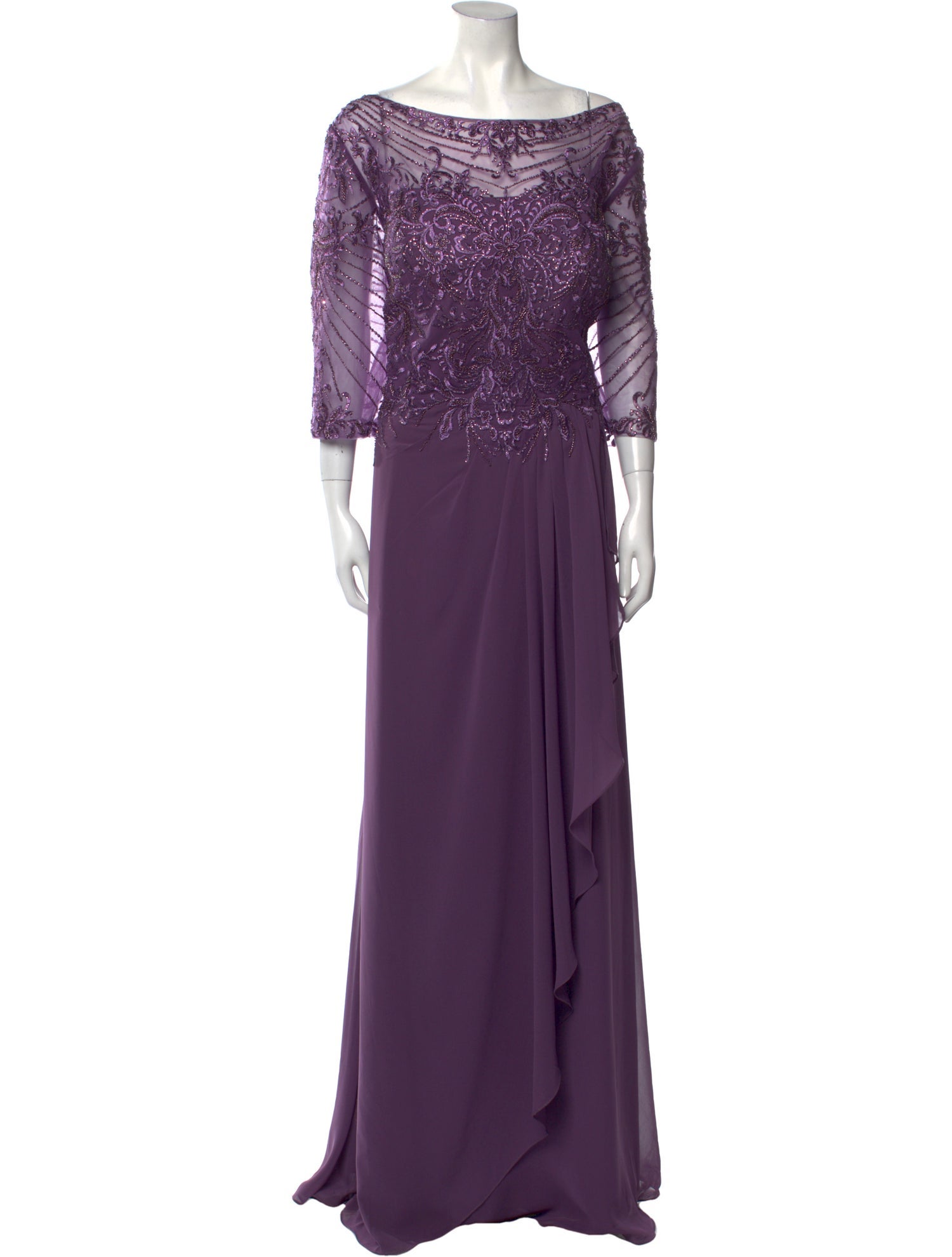 MGNY Bateau Neckline Long Dress w/ Tags