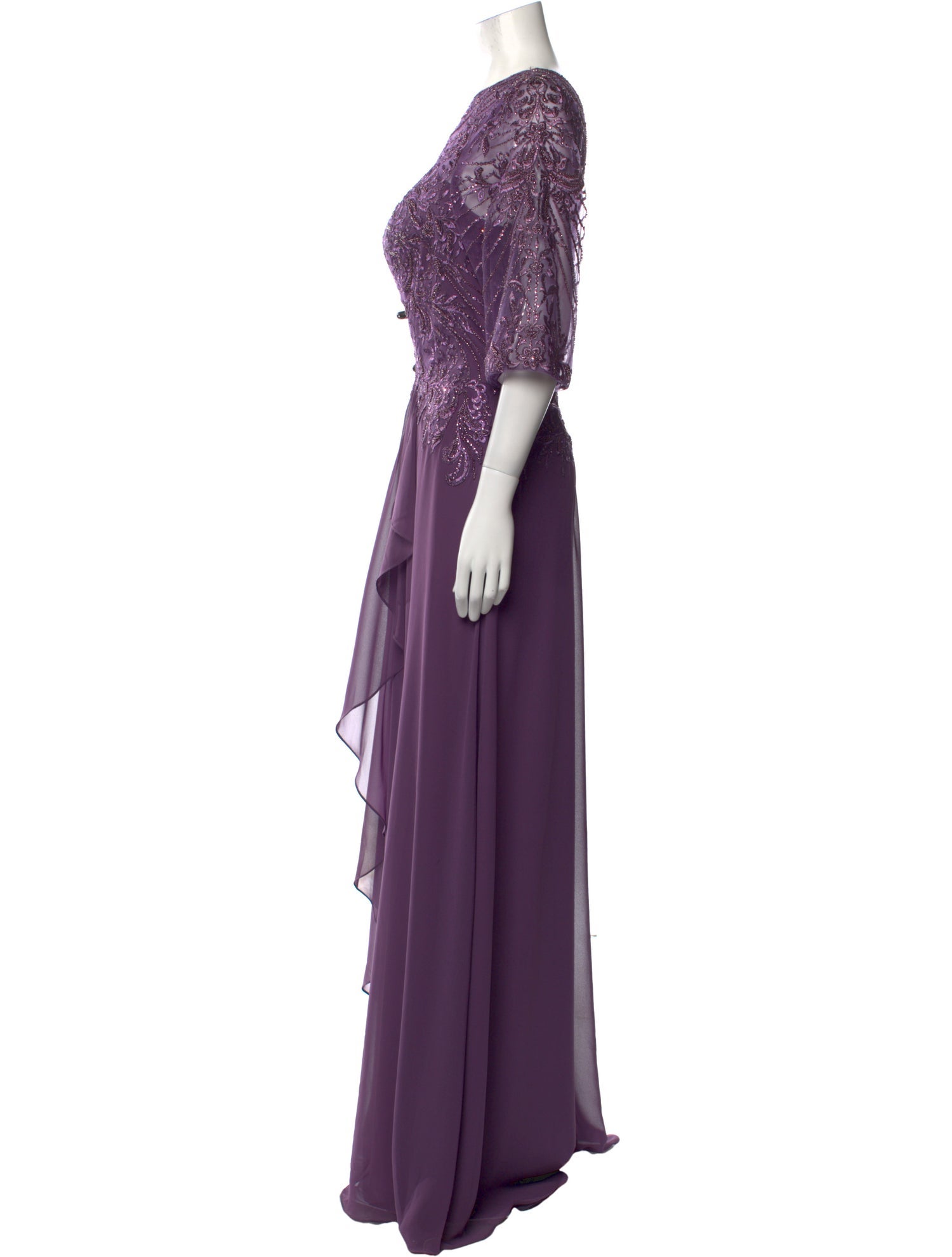 MGNY Bateau Neckline Long Dress w/ Tags