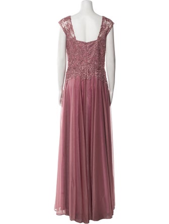 MGNY Scoop Neck Long Dress