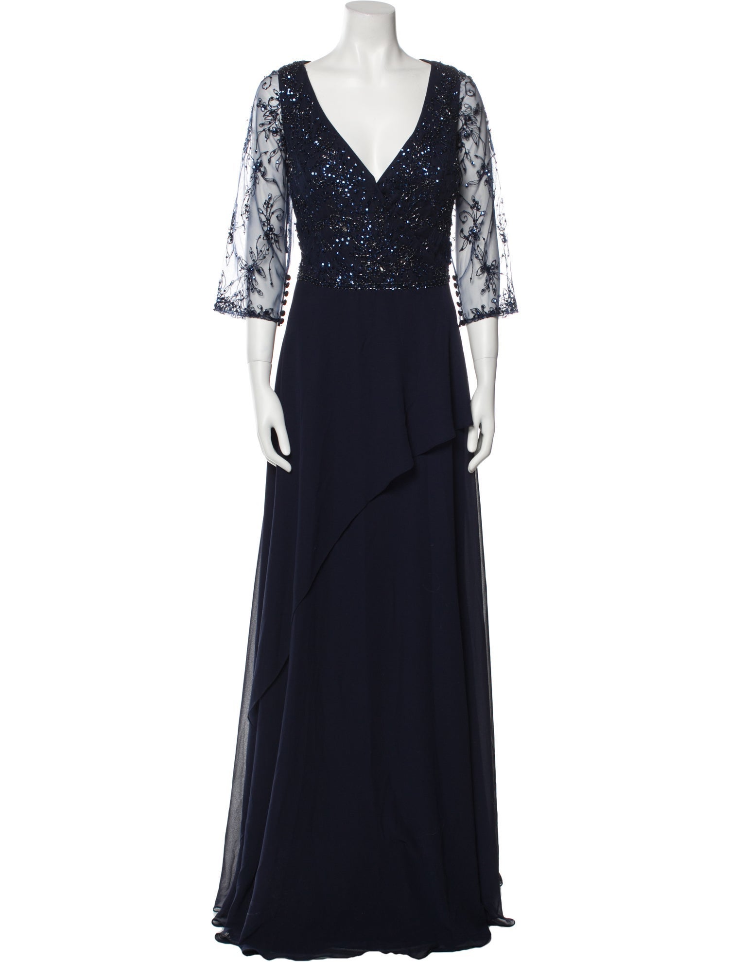 MGNY V-Neck Long Dress