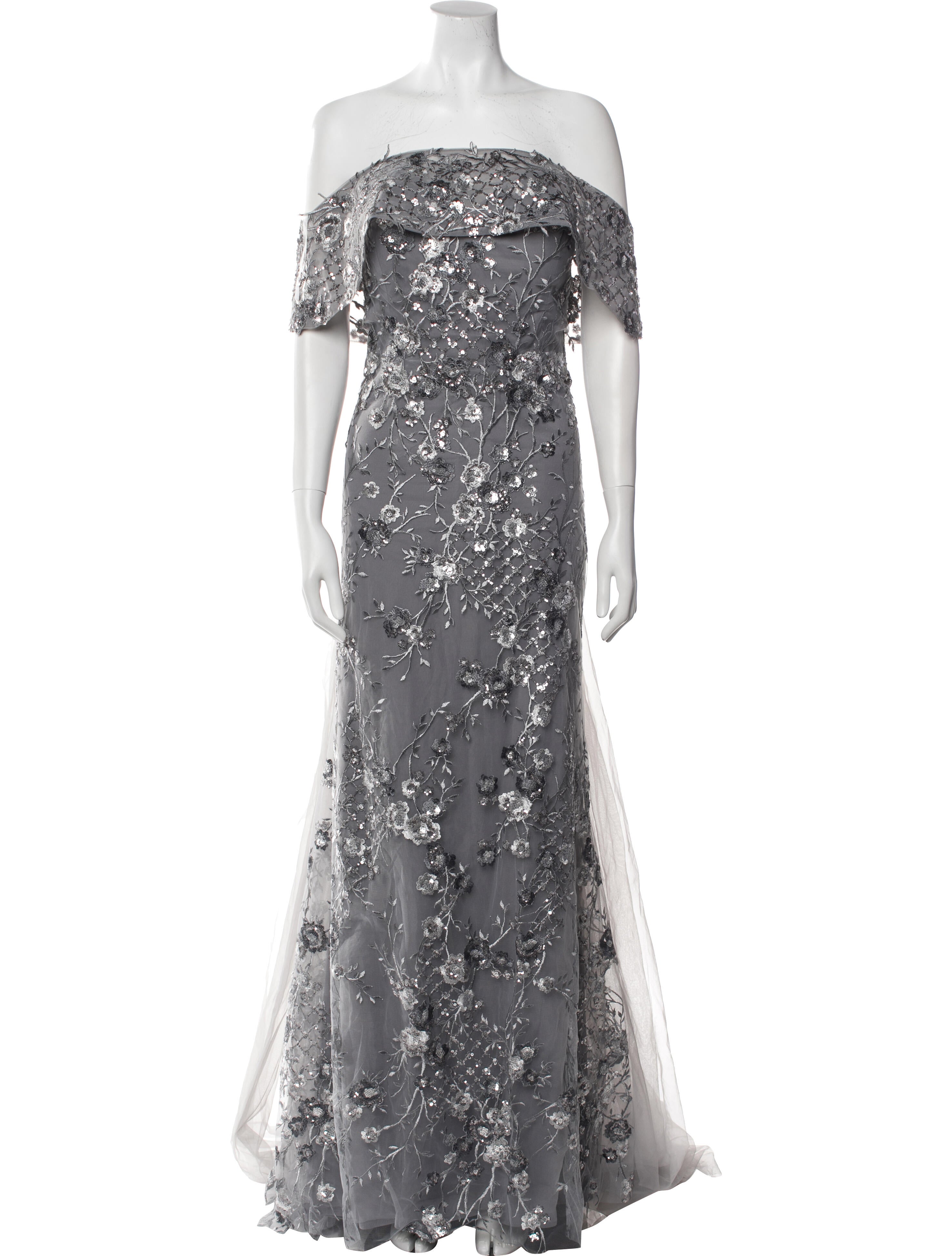 MGNY Lace Pattern Long Dress