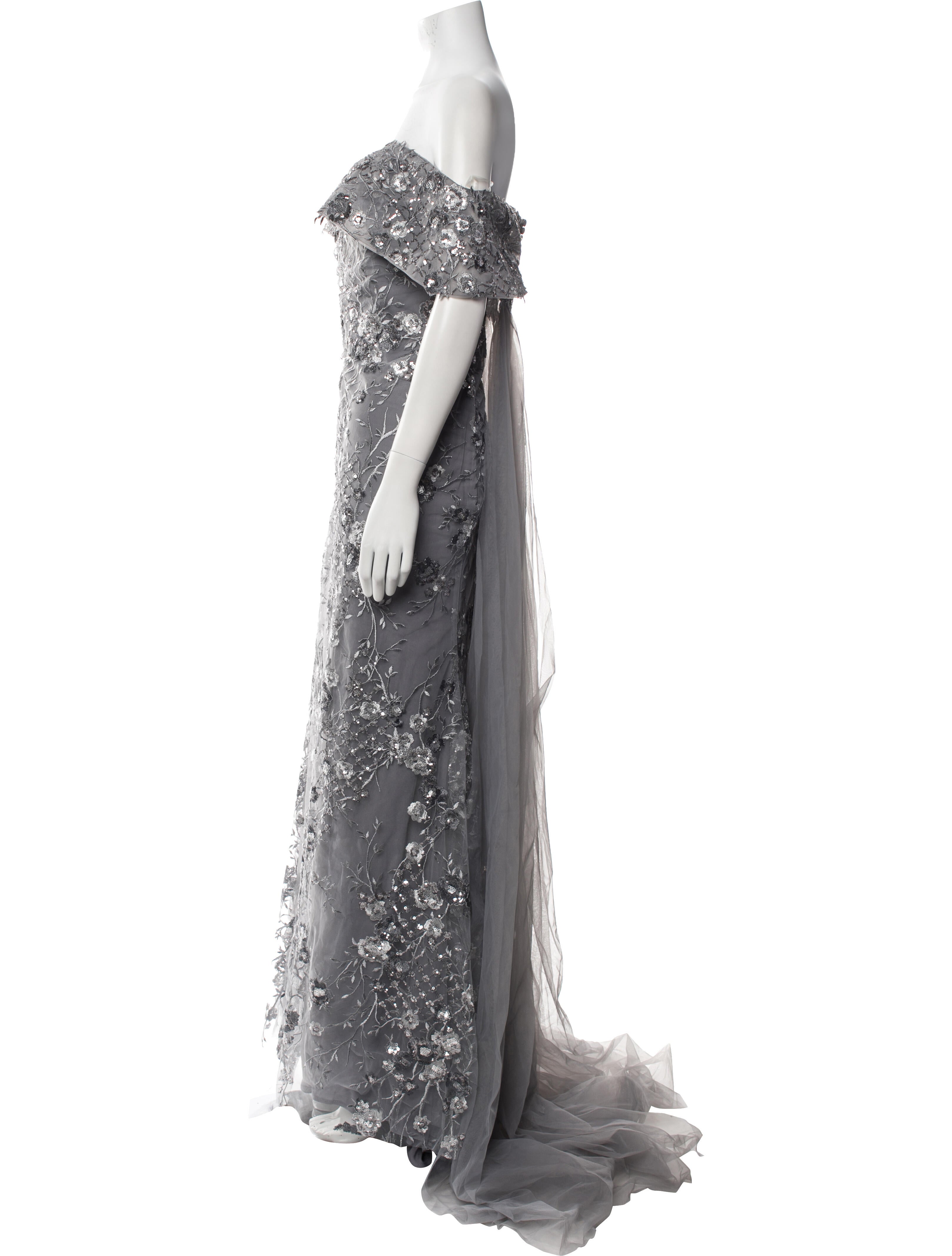 MGNY Lace Pattern Long Dress