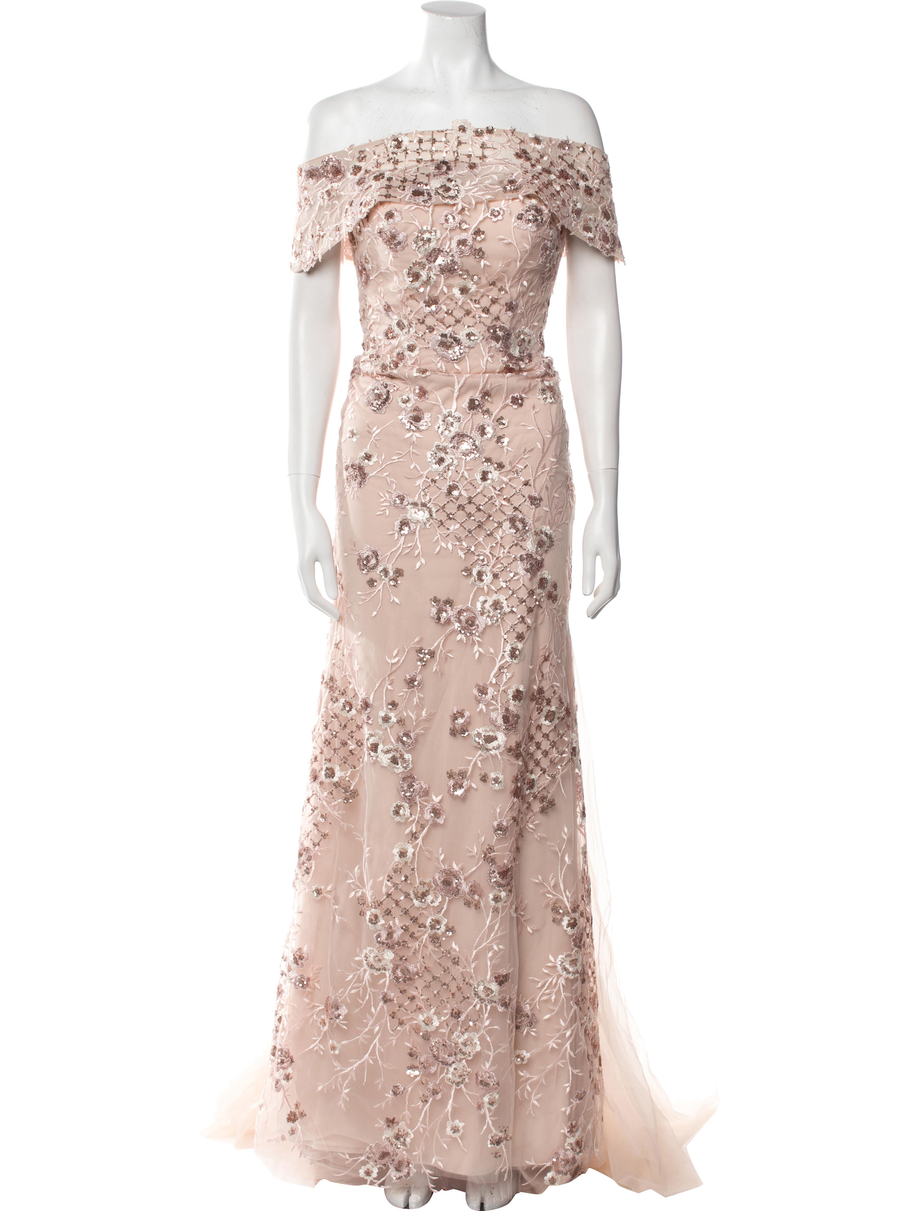 MGNY Lace Pattern Long Dress