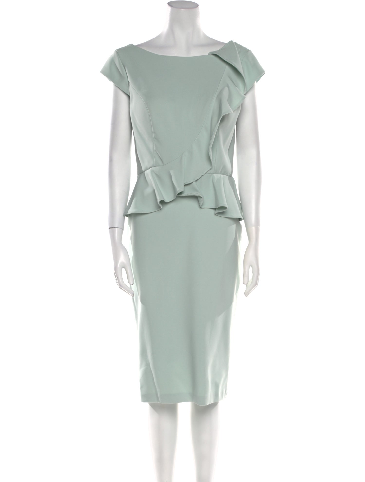 MGNY Bateau Neckline Midi Length Dress