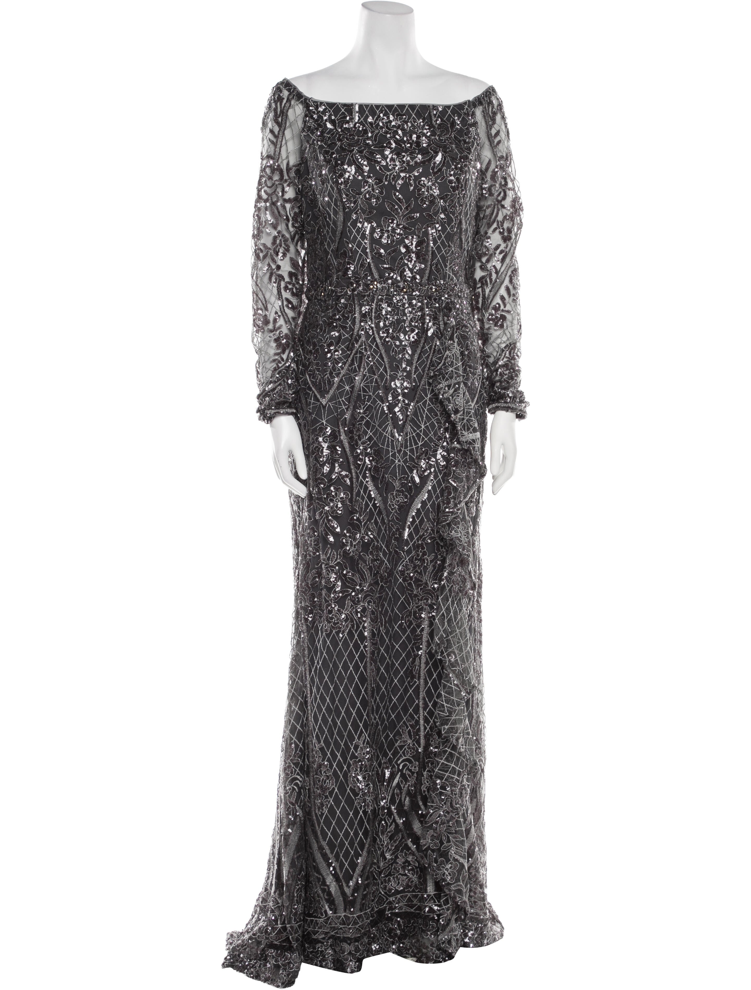 MGNY Bateau Neckline Long Dress w/ Tags