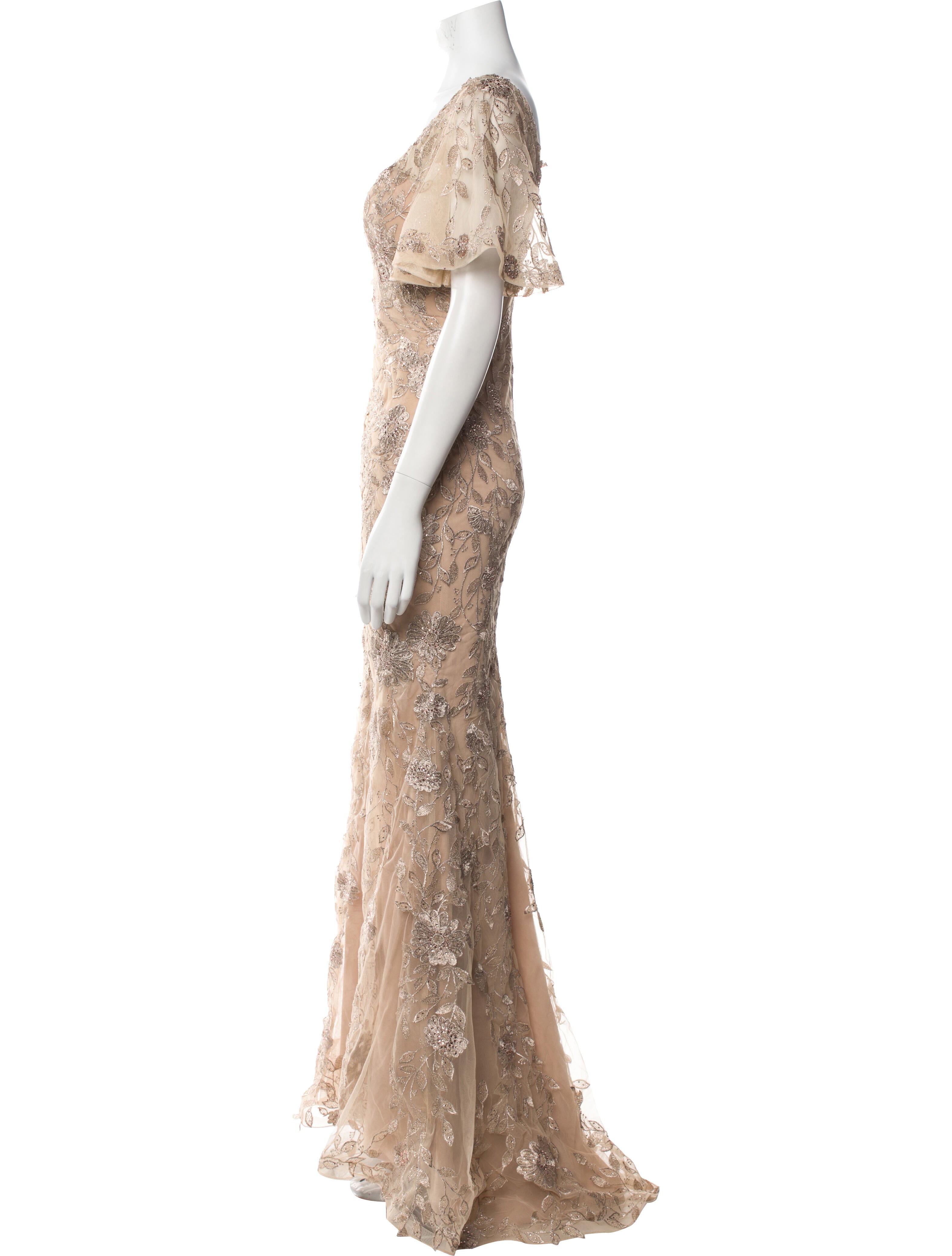 MGNY Lace Pattern Long Dress