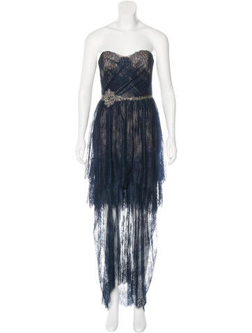 Marchesa Notte Embellished Lace Gown