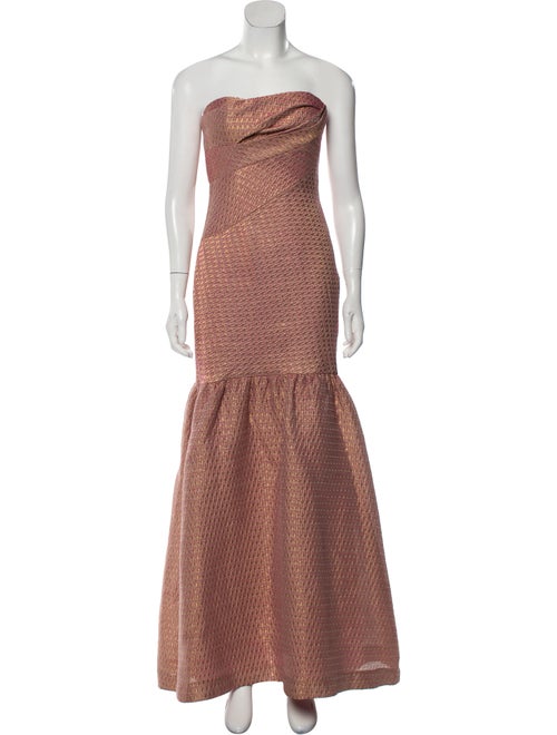 Marchesa Notte Strapless Long Dress Gold