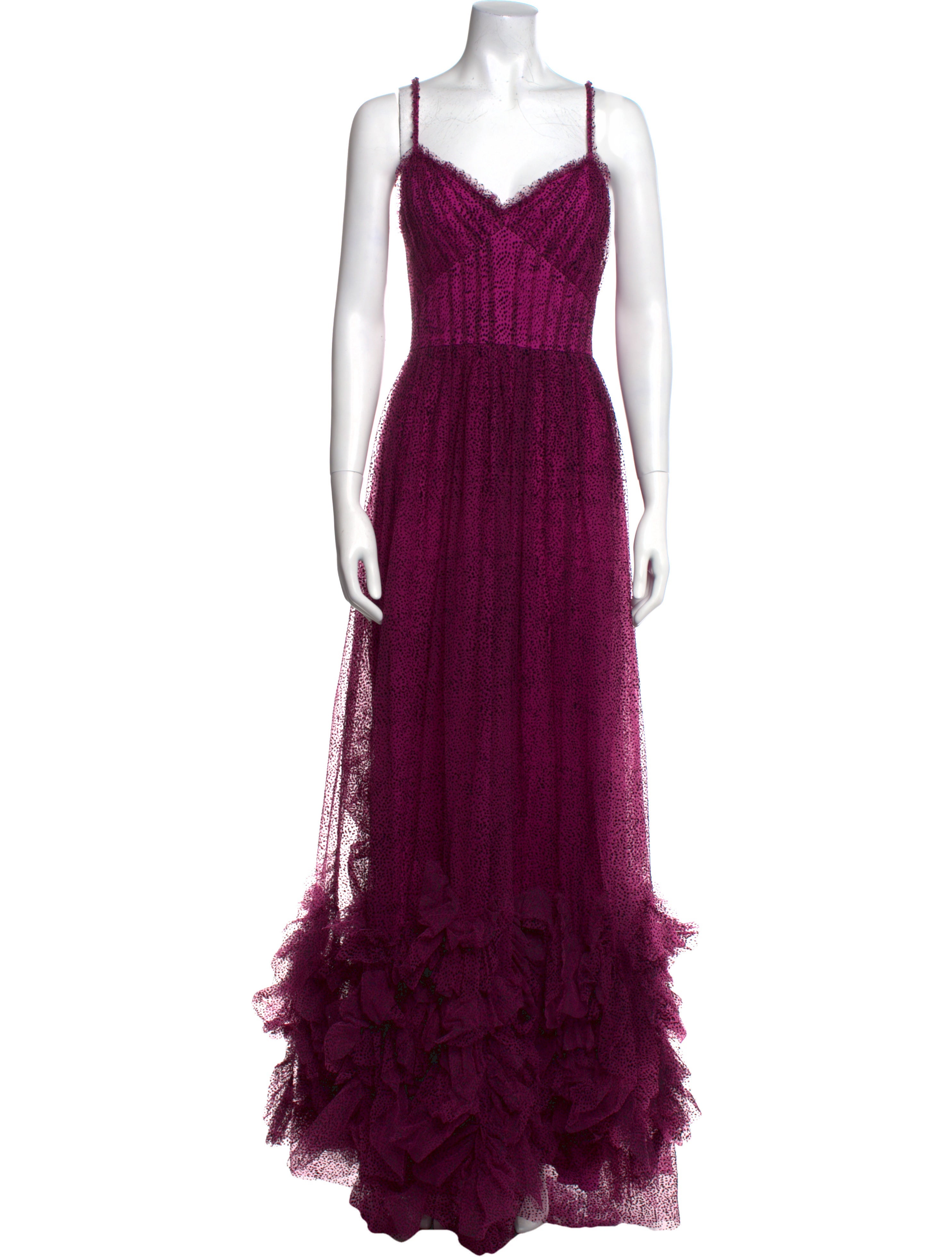 Marchesa Notte Lace Pattern Long Dress