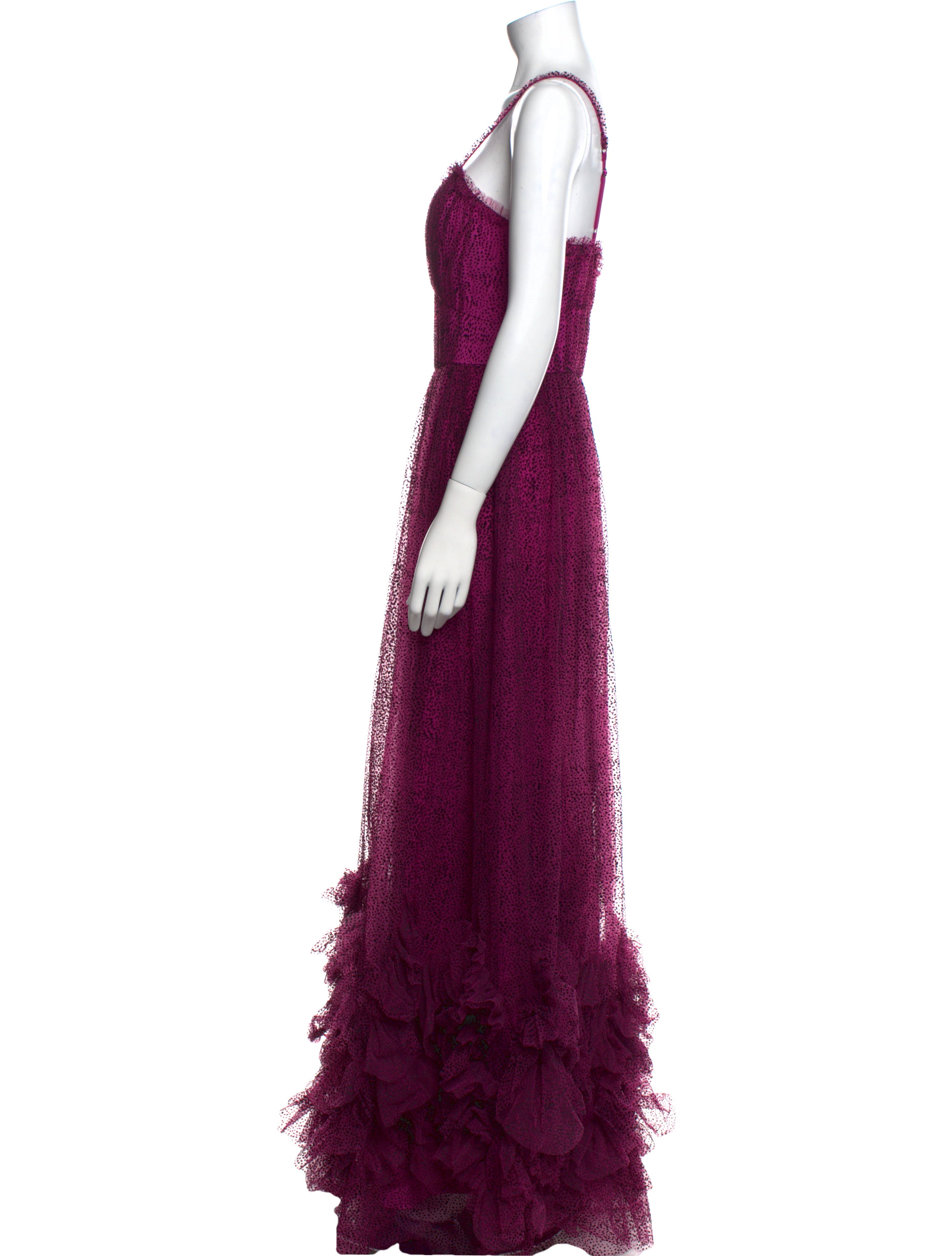 Marchesa Notte Lace Pattern Long Dress