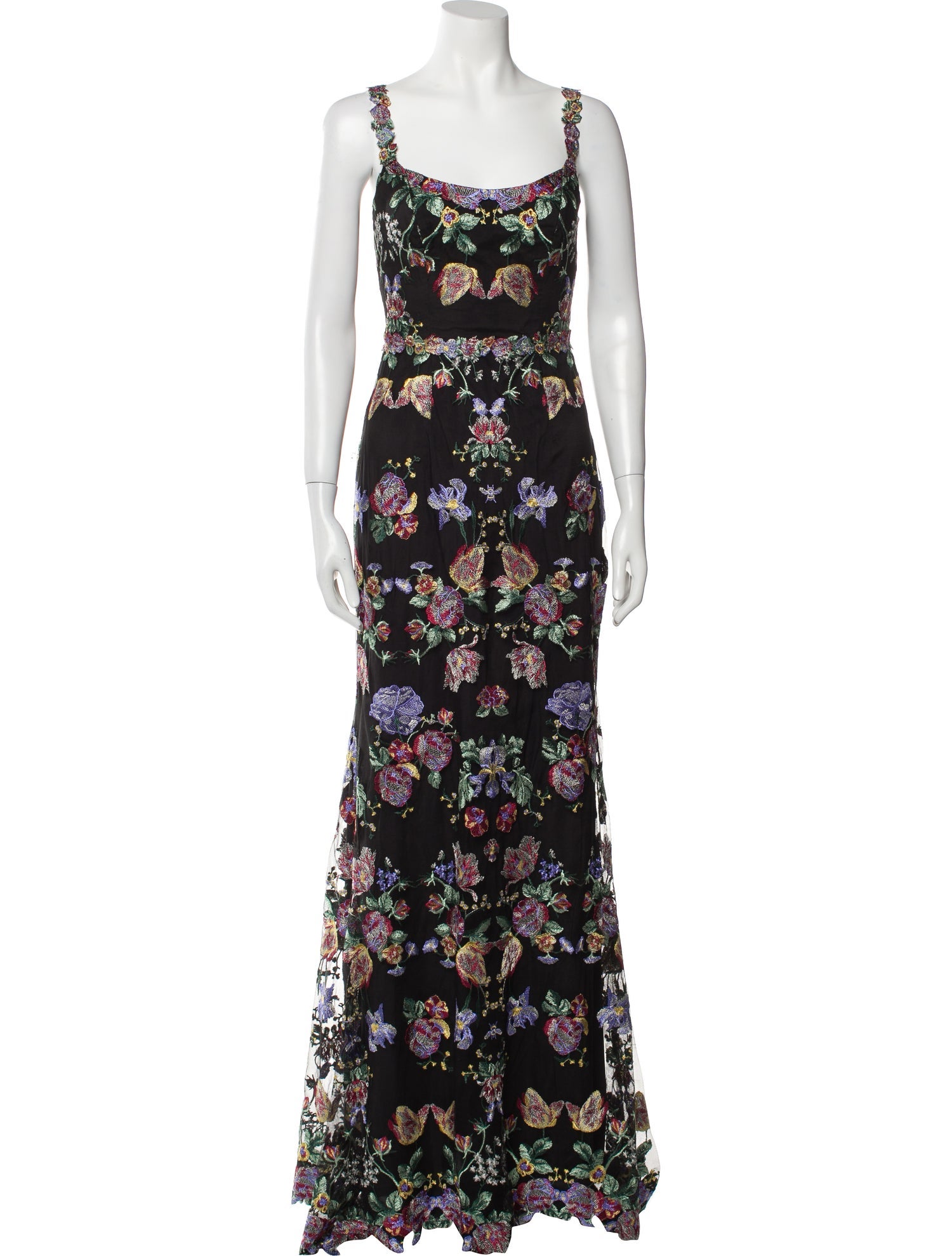 Marchesa Notte Floral Print Long Dress