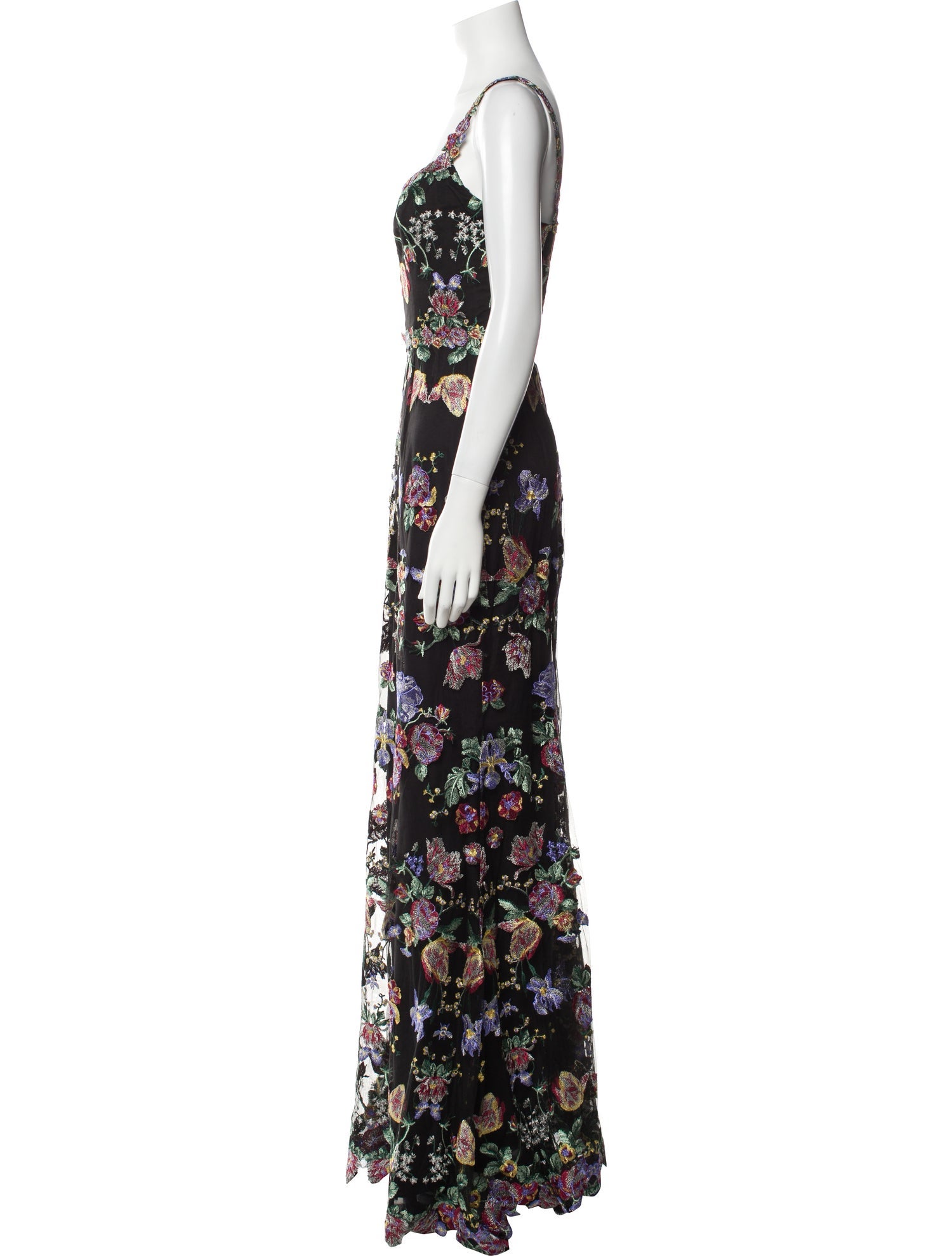 Marchesa Notte Floral Print Long Dress