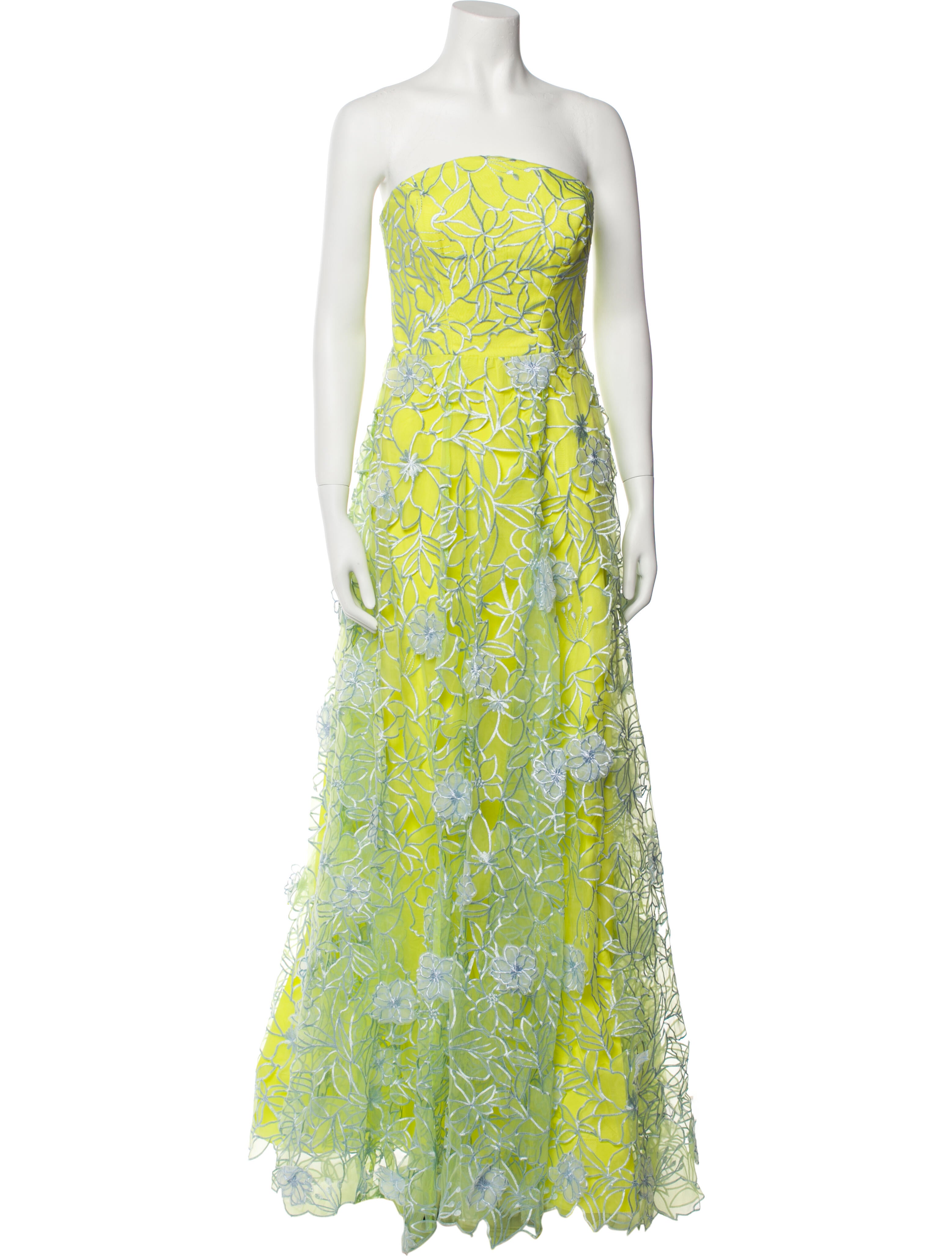 Marchesa Notte Lace Pattern Long Dress w/ Tags - Yellow Dresses, Clothing -  WMH34611 | The RealReal
