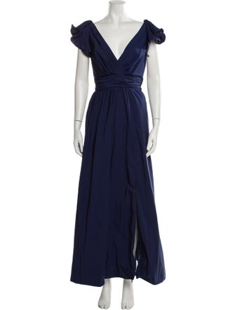 Marchesa Notte V-Neck Long Dress