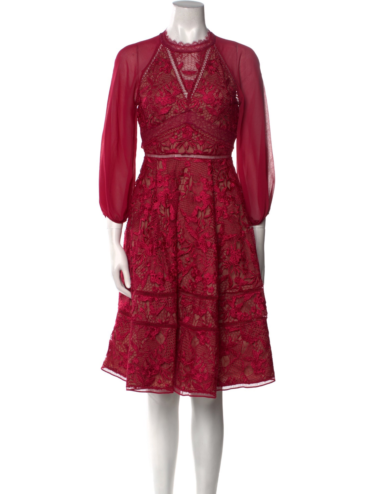 Marchesa Notte Printed Midi Length Dress