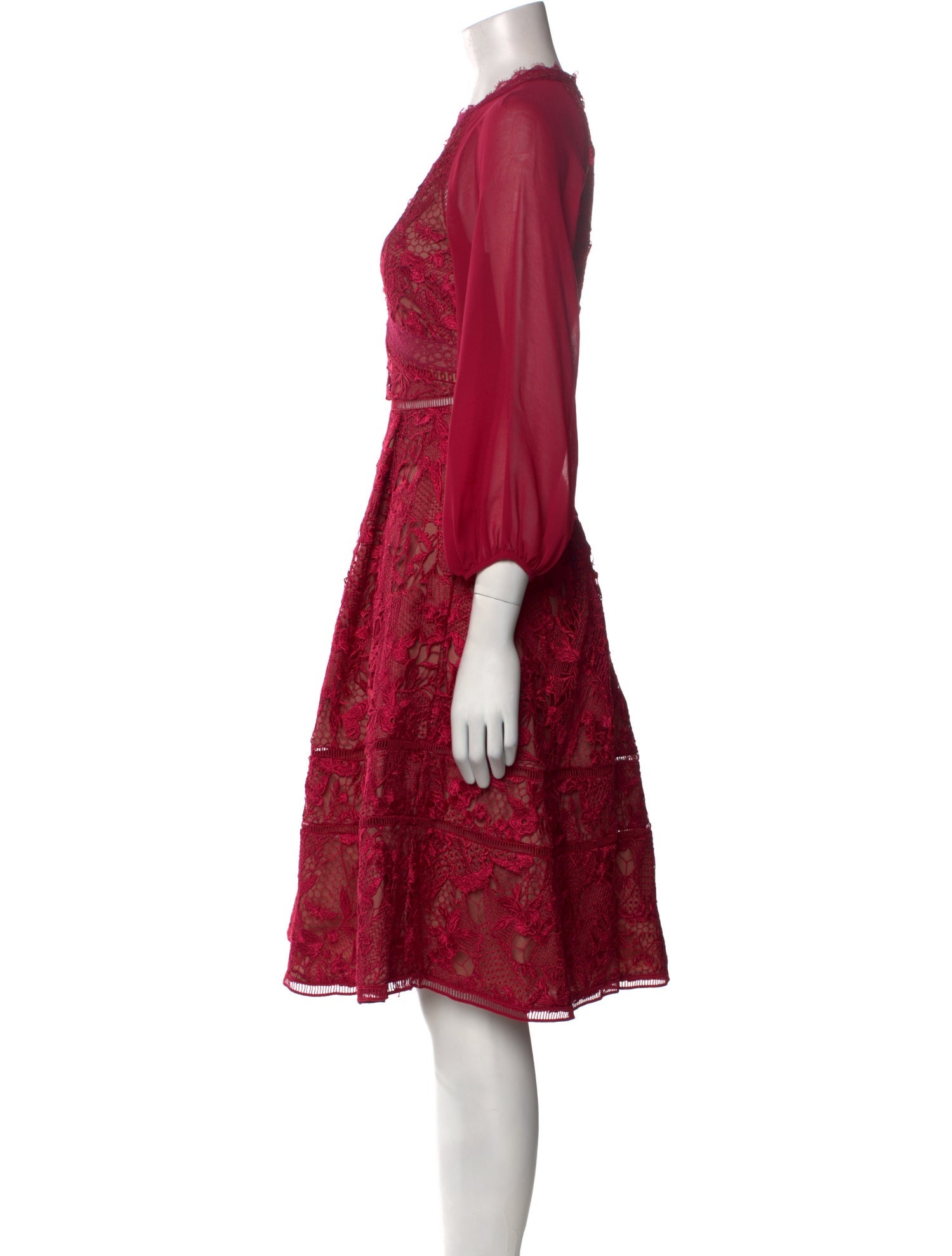 Marchesa Notte Printed Midi Length Dress